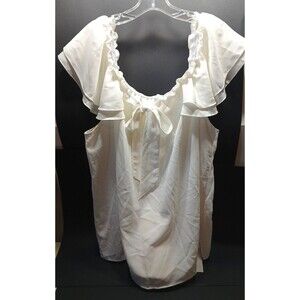Skue Curve Womens 3XL Ruffle Off/On shoulder Bow Tie Front Creamy White Blouse